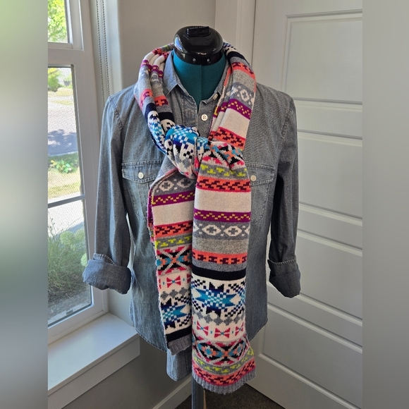 GAP WINTER COZY BUNDLE LOT OF 2 SCARF BEANIE HAT FAIR ISLE STRIPE BLUE WOMEN OS - Picture 5 of 15